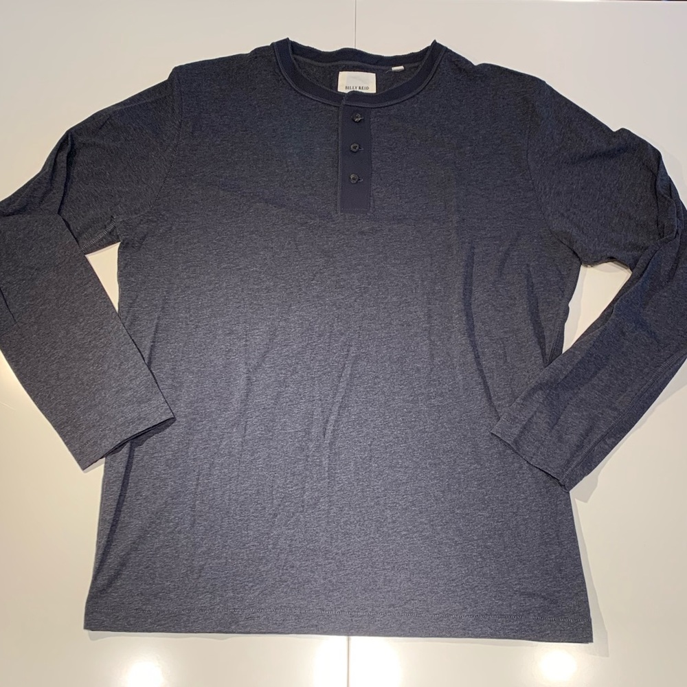 Billy Reid Blue Henley Sweater - XL
